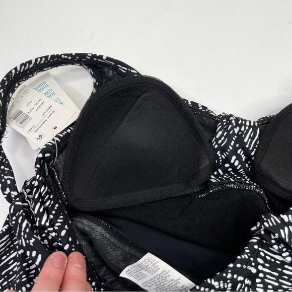 Swim Solutions Bow Front Swim dress black white - 8 - Picture 11 of 15